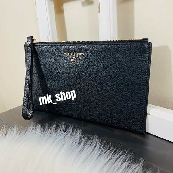 Michael Kors Jet Set Charm Large Zip Clutch Wristlet Black - Picture 4 of 11